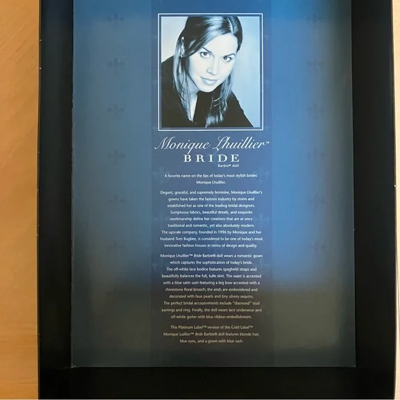 MONIQUE LHUILLIER Platinum Label Blonde Bride Barbie Collector Doll 2006 NIB - Picture 13 of 16